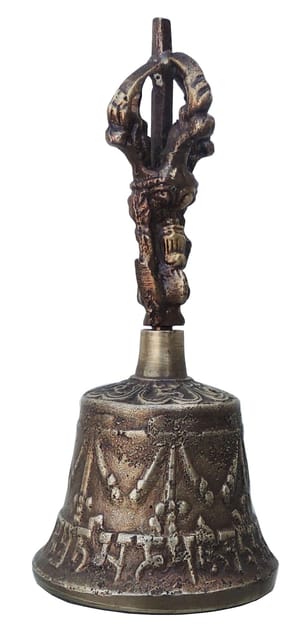 Pure Bronze Metal Hand Bell, Kansa Hand Bell - 2*2*4.7 inch (Z114 A)