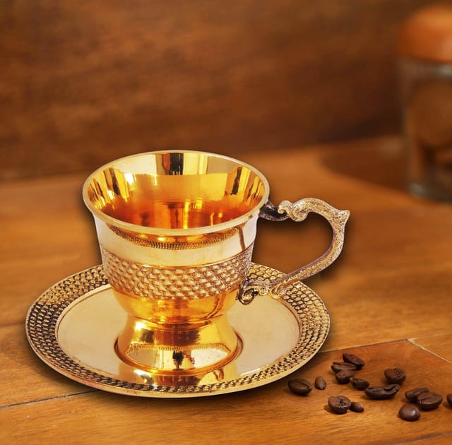 Brass Tea Cup Saucer Set - 110 Ml  (Z272 B)