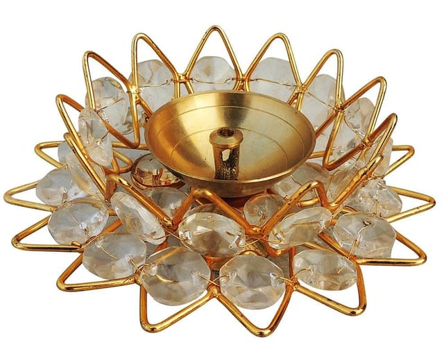 Brass Fancy Bowl Crystal Deepak No. 1 - 3.7*3.7*2 inch (Z423 A)