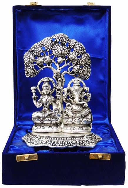 Showpiece Aluminium Laxmi Ganesh - 5.2*3.2*6.7 inch (AS089)