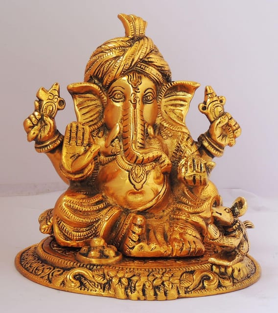 Showpiece Pagadi Ganesh Big - 7*6.5*7.5 inch (AS294 G)