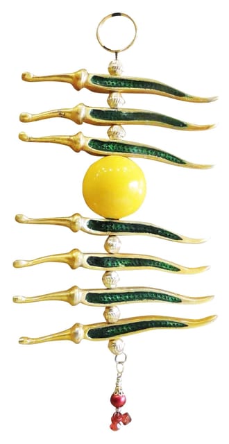 Aluminium Wall Hanging Showpiece Nimbu Mirchi Latkan  - 4.5*1.3*9 inch (AS269 B)
