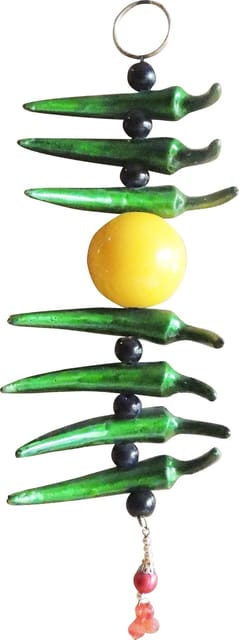 Aluminium Wall Hanging Showpiece Nimbu Mirchi Latkan  - 3*1.3*8.5 inch (AS269 A)