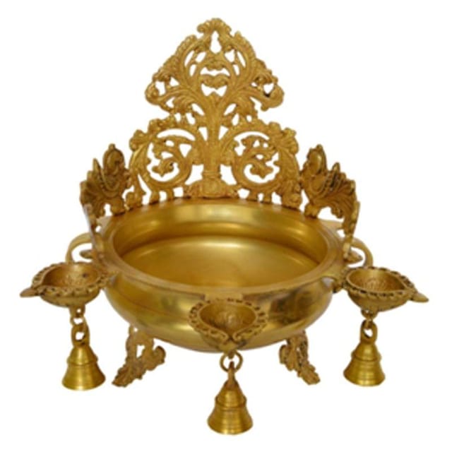 Urli Pot for Home office decoration made in Hand Carved brass metal - 10*11*11 inch (BS1145 A)