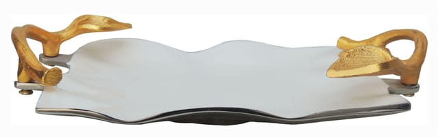 Decorative Square Shape Tray White & Silver - 13*10*2.5 inch (A3169/12)