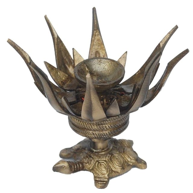 Brass Table Decor Oil Lamp Deepak On Tortoise - 2.5*1.5*3.5 inch (BS1172 A)