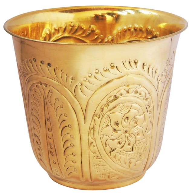 Brass planter Pot Gamala Diameter 8 Inch weight 440 gm (F655 D)