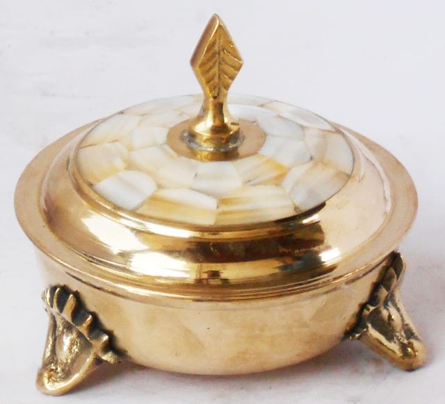 Brass Powder Pot Miniature Toy For Children Playing - 4*4*4 inch (Z372 C)