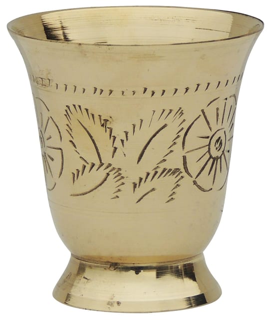 Brass Lemon Glass 150 Ml - 3*3*3.2 inch (Z179 C)