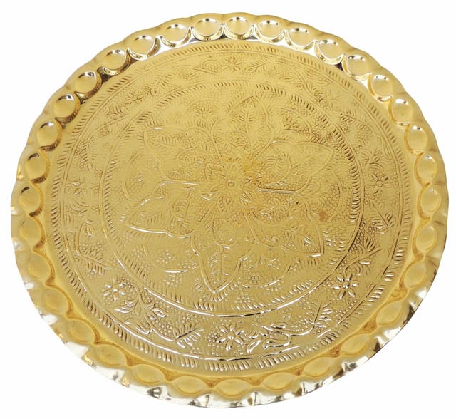 Brass Thali EM _1.32 Kg - 19.8*19.8*1 inch (Z203 C)
