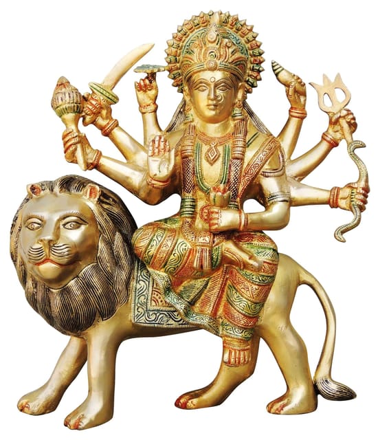 Brass Showpiece Durga Ji God Idol Statue - 11.3*4.5*12.3 inch (BS937 D)