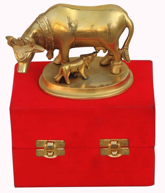 Brass Showpiece Cow Statue - 5.4*3*3.8 inch (BS391 C)