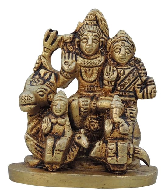 Brass Showpiece Shiv Parivar Idol Statue  - 2.5*1*2.5 inch (BS1045 C)