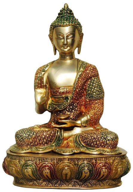 Brass Showpiece Buddha Big Statue  - 11*7.5*16 inch (BS660 D)