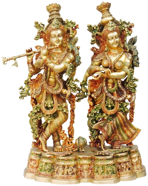 Brass Showpiece Radha Krishna platform God Idol Statue  - 19*12*27 inch (BS689 A)