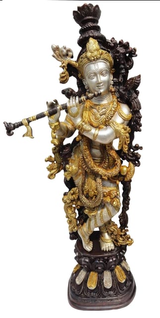 Brass Showpiece Krishna God Idol Statue  - 9*6*29 inch (BS075 K)