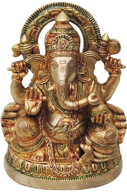 Brass Showpiece Ganesh Ji God Idol Statue - 6.4*4.3*8.8 inch (BS477)
