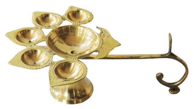 Brass Table Decor Oil Lamp Deepak 5 Wicks  - 8.3*6*3.5 inch (F317 E)
