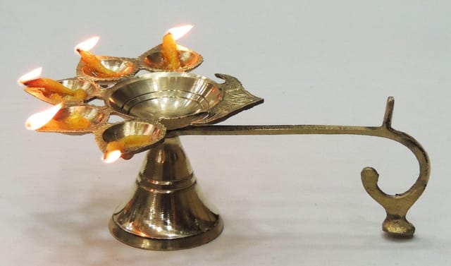 Brass Table Decor Oil Lamp Deepak 5 Wicks   - 5.8*4.1*2.2 inch (F317 B)