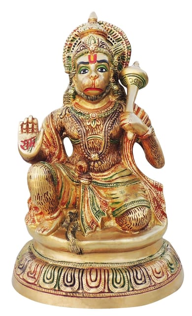Brass Showpiece sitting Hanuman Ji Statue - 10*6.5*15.5 Inch (BS499 A)