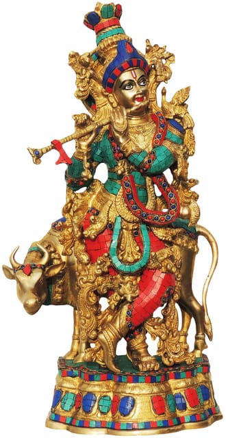 Brass Krishna Stone -14.5*8*26 (BS469)