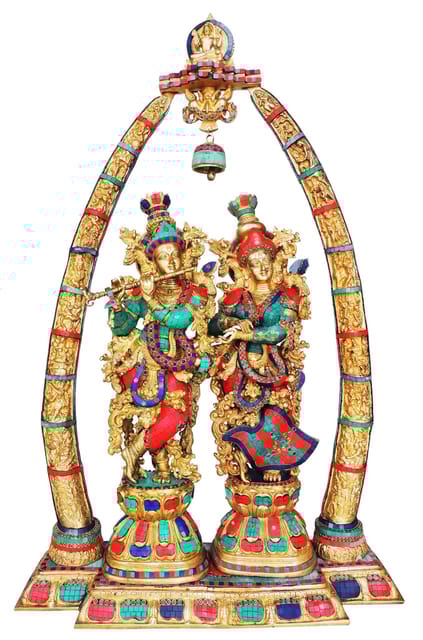 Brass Radha Krishna Darbar Stone work-29.5*10*45.3 (BS301 C)