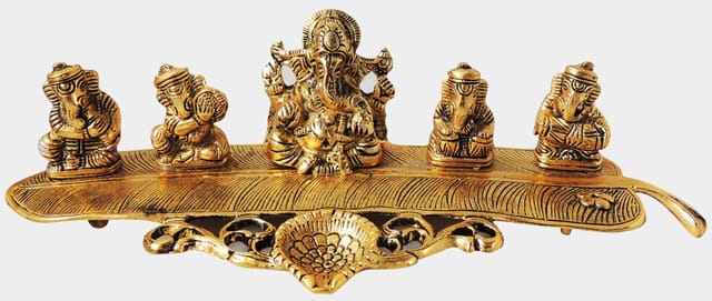 Aluminium Showpiece Musical Ganesh With Deepak Statue - 11.5*4.5*3.1 Inch (AS333 G)