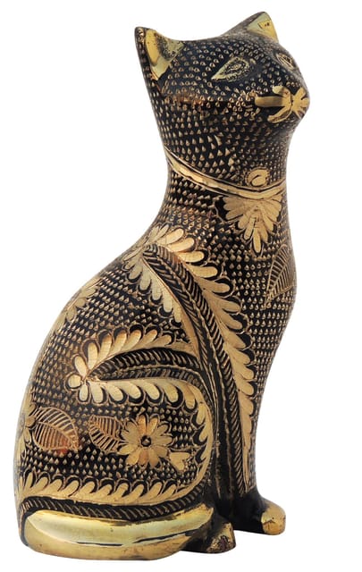 Brass Table Decor Showpiece Cat Statue - 3*2.5*6* Inch (AN045 B)