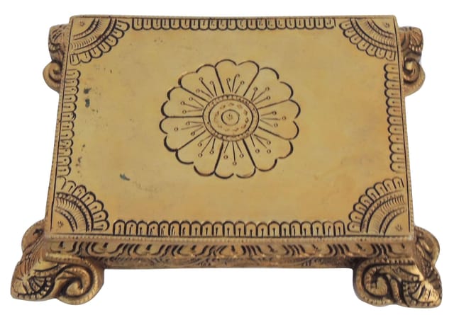 Brass Chowki for God Idol - 7.5*6*1.5 Inch (BS1376 B)