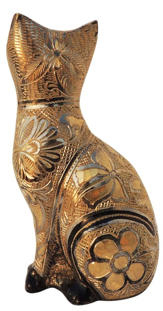 Brass Table Decor Showpiece Cat Statue - 3*2.5*6 Inch (AN045 C)