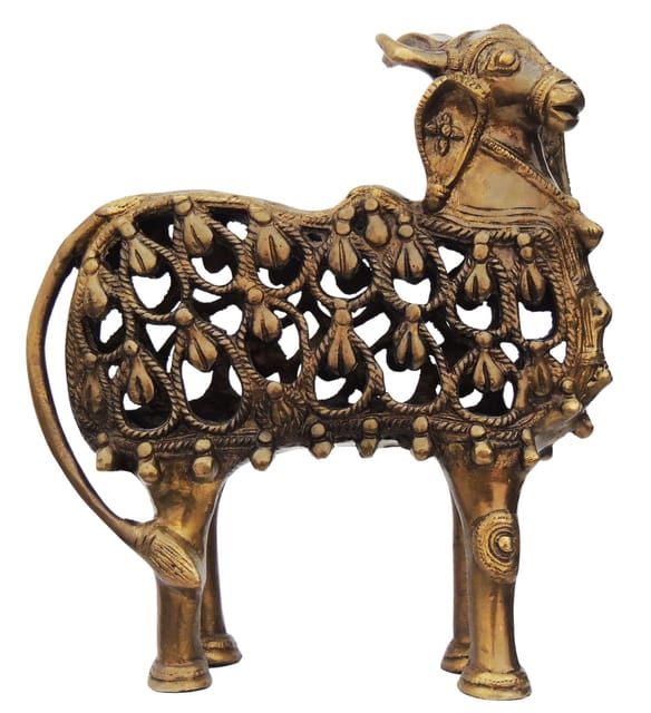 Brass Showpiece Nandi Jali Statue - 7.5*2.2*8.2 Inch (BS564 A)