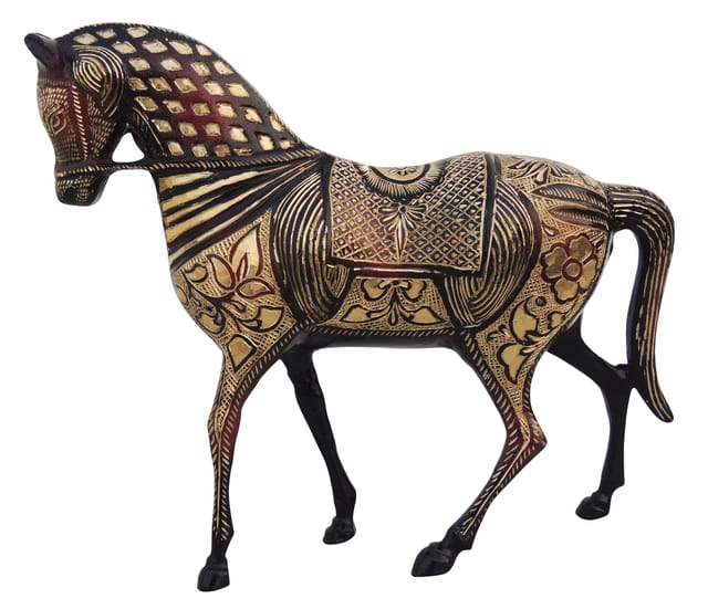 Brass Showpiece Horse Statue - 11.5*3.5*10.5 Inch (AN163)