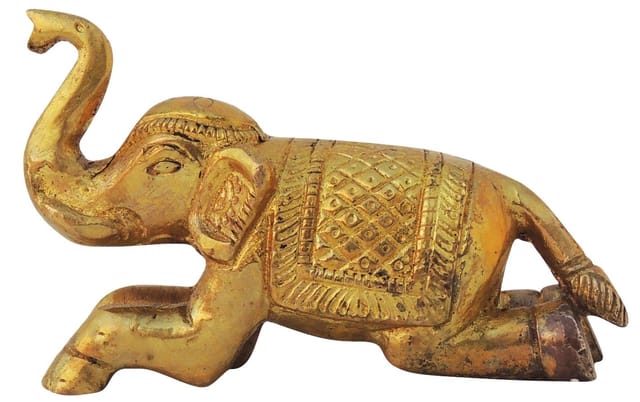 Brass Showpiece Elephant Statue - 3.5*1.5*2.1 Inch (BS1130 B)
