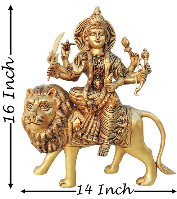 Brass Showpiece Durga Ji God Idol Statue - 14*6*16 Inch (BS1455 F)