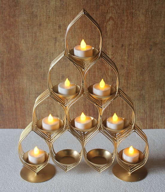 Iron Decorative T Light Holder With 10 Candle Holder - 12*3.5*13.5 Inch (I160 C)