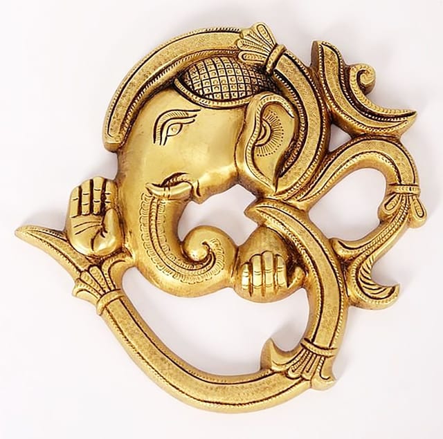 Brass Showpiece Om With Ganesh Face God Idol Statue - 8*1*8.2 Inch (BS1609 C)