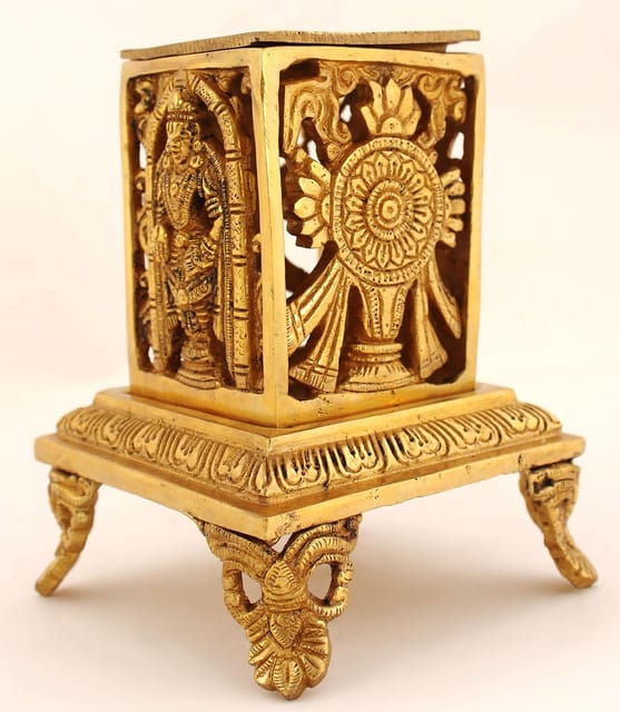 Brass Showpiece Chowki For God Idol Statue - 4.7*4.7*2.2 Inch (BS1636 C)