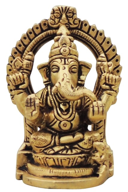Brass Showpiece Ganesh JiGod Idol Statue - 2.6*1.7*3.6 Inch (BS1643 G)