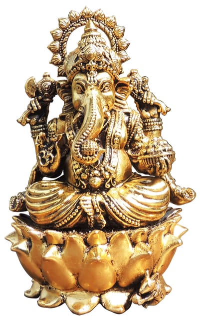 Brass Showpiece Ganesh Ji God Idol Statue - 5*4.5*7.5 Inch (BS1773 G)