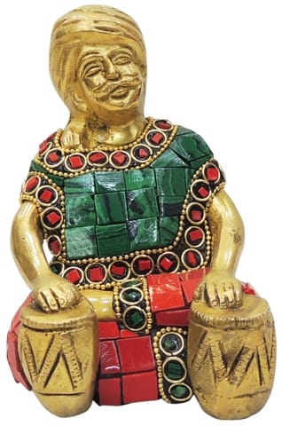 Brass Showpiece Male Musical Statue - 3*2.5*4.5 Inch (BS1830 B)