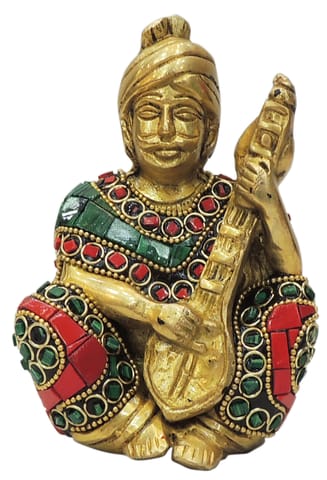 Brass Showpiece Male Musical Statue - 3*2.5*4.5 Inch (BS1830 C)