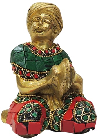 Brass Showpiece Male Musical Statue - 3*2.5*4.5 Inch (BS1830 D)