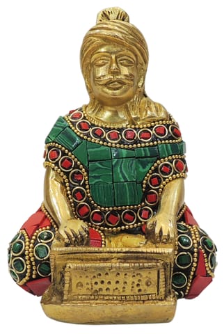 Brass Showpiece Male Musical Statue - 3*2.5*4.5 Inch (BS1830 E)