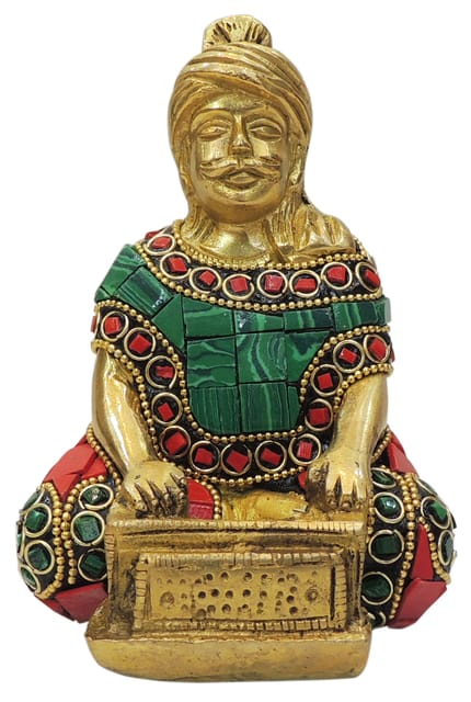 Brass Showpiece Male Musical Statue - 3*2.5*4.5 Inch (BS1830 E)