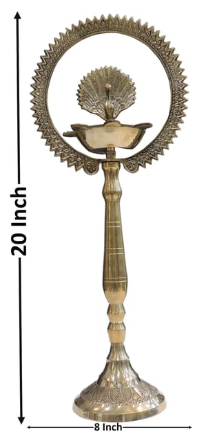 Brass Table Decor Peacock Deepak - 8*5*20 Inch (F656 J)