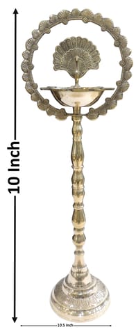Brass Table Decor Peacock Deepak - 10.5*7*30 Inch (F656 M)