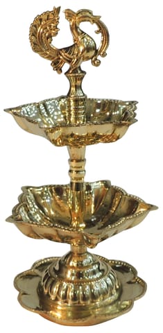 Brass Table Decor 2 Step Murga Deepak - 3*3*7 Inch (F782 B)