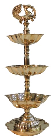 Brass Table Decor 3 Step Murga Deepak - 3*3*9 Inch (F782 C)