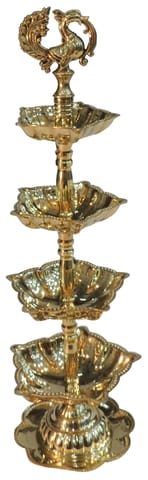 Brass Table Decor 4 Step Murga Deepak - 3*3*11 Inch (F782 D)