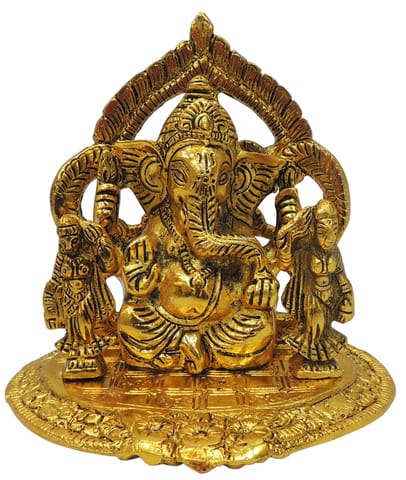 Aluminium Showpiece Ganesh Ji Statue - 5.7*5*5.7 Inch (AS478 G)